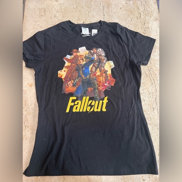 Port and Company Tops - Fallout - Ensemble Women’s Black Graphic Print T-Shirt Size Medium
